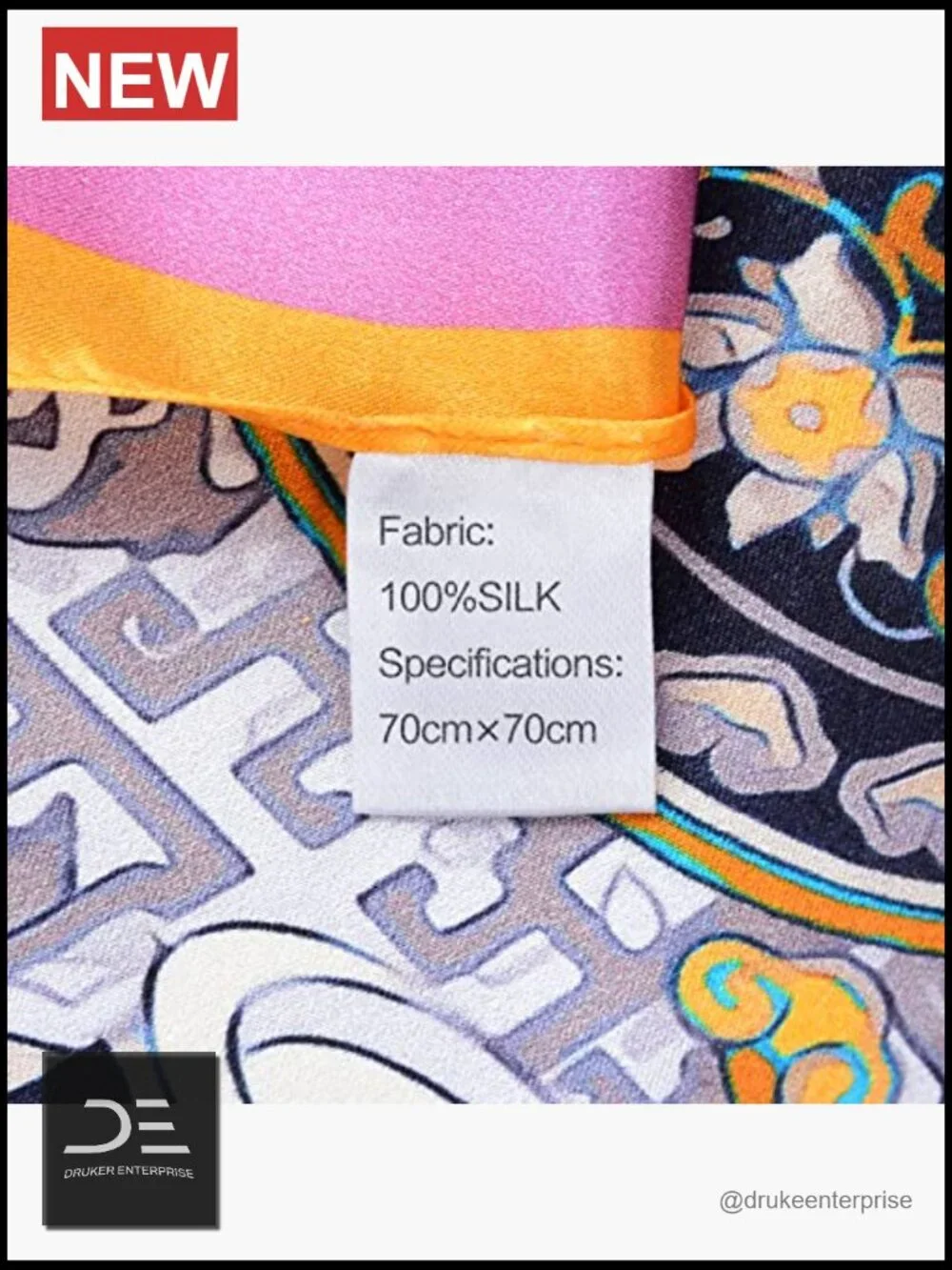 100% Mulberry Silk Square Head Scarf - 27